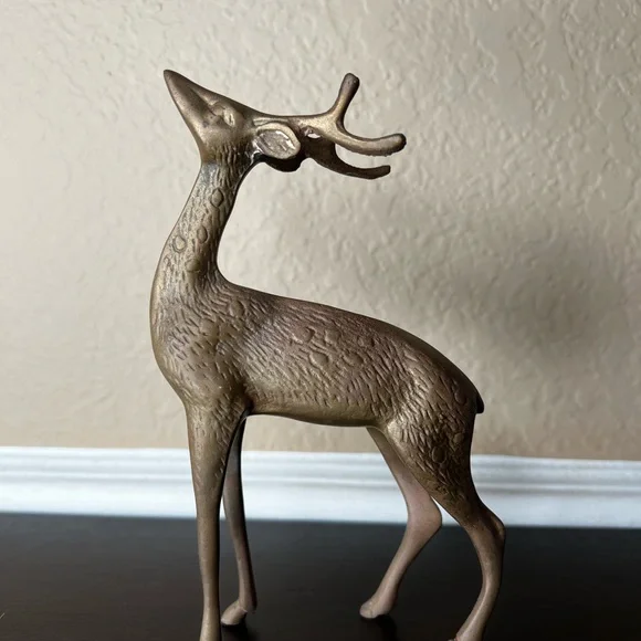 Vintage MCM Brass Reindeer, Deer, Antlers, Bambi, Christmas Decor, Naturalist